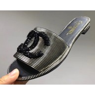 Chanel Sequins CC Logo Mules G34682 Striped Gold 2019