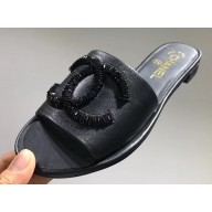 Chanel Sequins CC Logo Mules G34682 Black 2019