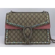 Gucci Crystal GG Supreme Canvas Dionysus Medium Shoulder Bag 403348/400235 Pink