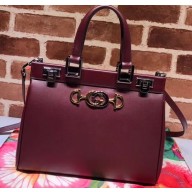 Gucci Zumi Smooth Leather Small Top Handle Bag 569712 Burgundy 2019