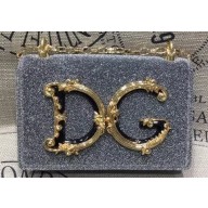 Dolce & Gabbana Baroque DG Girls Shoulder Bag In Leather Glitter Silver 2019