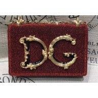 Dolce & Gabbana Baroque DG Girls Shoulder Bag In Leather Glitter Red 2019