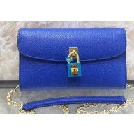 Dolce & Gabbana Padlock Flower Chain Clutch Bag Blue 2019