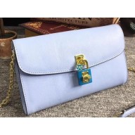Dolce & Gabbana Padlock Flower Chain Clutch Bag Baby Blue 2019