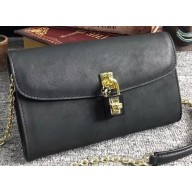Dolce & Gabbana Padlock Flower Chain Clutch Bag Black 2019