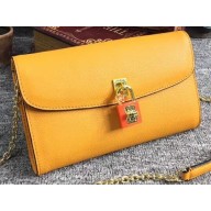 Dolce & Gabbana Padlock Flower Chain Clutch Bag Yellow 2019