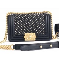 Chanel Embroidered Chevron Boy Small Flap Bag Black 2019