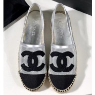 Chanel Stitching CC Logo Espadrilles Black/Mesh Silver