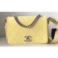 Chanel Quilted Flap Bag with Adjustable Strap AS0574 Yellow 2019