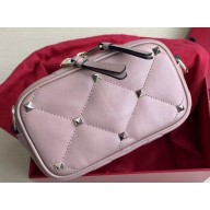 Valentino Small Boomstud Crossbody Camera Case Bag 0103 Nude Pink 2019