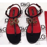 Dolce & Gabbana DG AMORE Thong Sandals Black 2019