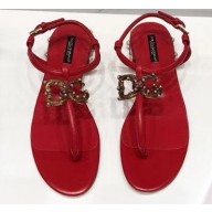Dolce & Gabbana DG AMORE Thong Sandals Red 2019