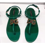 Dolce & Gabbana DG AMORE Thong Sandals Green 2019