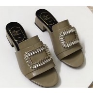 Roger Vivier Heel 3.5cm Rabat Strass Buckle Mules Patent Leather Nude