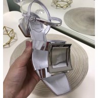 Roger Vivier Metal Buckle Bikiviv' Heel Sandals Silver