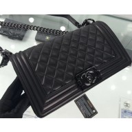 Chanel So Black Medium Boy Flap Bag 1112 in Lambskin