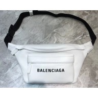 Balenciaga Calfskin Logo Everyday Belt Pack Bag White