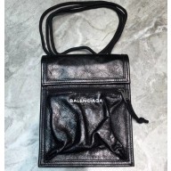 Balenciaga Explorer Pouch Strap Small Crossbody Phone Bag Leather Logo Black