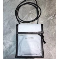 Balenciaga Explorer Pouch Strap Small Crossbody Phone Bag Leather Black/White