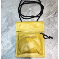 Balenciaga Explorer Pouch Strap Small Crossbody Phone Bag Leather Yellow