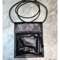 Balenciaga Explorer Pouch Strap Small Crossbody Phone Bag Leather Black