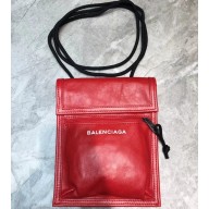 Balenciaga Explorer Pouch Strap Small Crossbody Phone Bag Leather Red