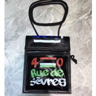 Balenciaga Explorer Pouch Strap Small Crossbody Phone Bag Leather Car Tag Print Black/Multicolor