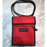 Balenciaga Explorer Pouch Strap Small Crossbody Phone Bag Nylon Black/Red
