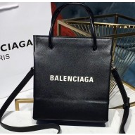 Balenciaga Grained Calfskin Shopping Tote XXS Bag Black