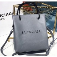 Balenciaga Grained Calfskin Shopping Tote XXS Bag Gray