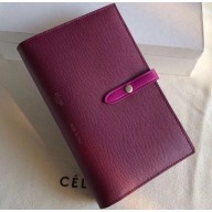Celine Bicolour Large Strap Multifunction Wallet Burgundy/Fuchsia
