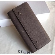 Celine Grained Leather Large Flap Multifunction Wallet Etoupe