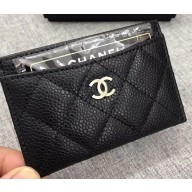 Chanel Caviar Classic Card Holder A31510 Black