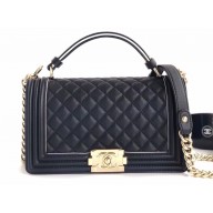 Chanel Boy Medium Flap Bag with Top Handle Black 2019