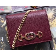 Gucci Zumi Grainy Leather Card Case Wallet 570660 Burgundy 2019