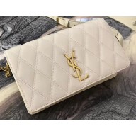 Saint Laurent Angie Chain Bag in Diamond-quilted Lambskin 568906 White 2019