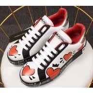 Dolce & Gabbana Printed Portofino Sneakers Love White/Black/Red 2019