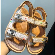 Chanel Tweed CC Logo Magic Loop Sandals G34726 Beige 01 2019