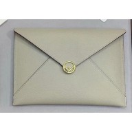 Fendi F is Fendi Geometric Flap Large Flat Pouch Clutch Bag Beige 2019