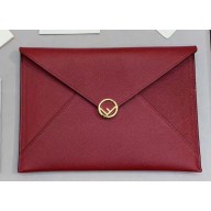 Fendi F is Fendi Geometric Flap Large Flat Pouch Clutch Bag Red 2019