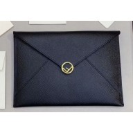 Fendi F is Fendi Geometric Flap Large Flat Pouch Clutch Bag Black 2019