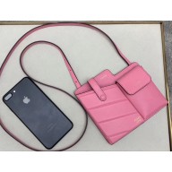 Fendi Two-Pocket Leather Messenger Mini Bag Pink 2019