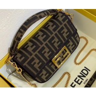 Fendi Roma Amor Fabric FF Motif Mini Baguette Bag Brown/Black 2019