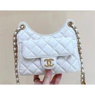 Chanel Shiny Crumpled Calfskin Hobo Handbag AS3690 WHITE 2022 (ORIGINAL QUALITY)