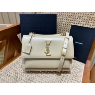 Saint Laurent Medium Sunset Bag in CALFSKIN 442906 creamy/gold(ORIGINAL QUALITY) 