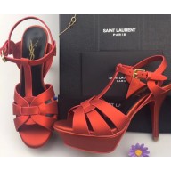 Saint Laurent Tribute Sandals In Satin Red
