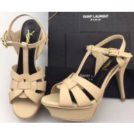 Saint Laurent Tribute Sandals In Satin Beige