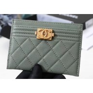 Chanel Caviar Leather Boy Card Holder A84431 Light Green
