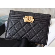 Chanel Caviar Leather Boy Card Holder A84431 Black