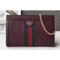 Gucci Structured Shape Web Ophidia Small Shoulder Bag 503877 Leather Burgundy 2019